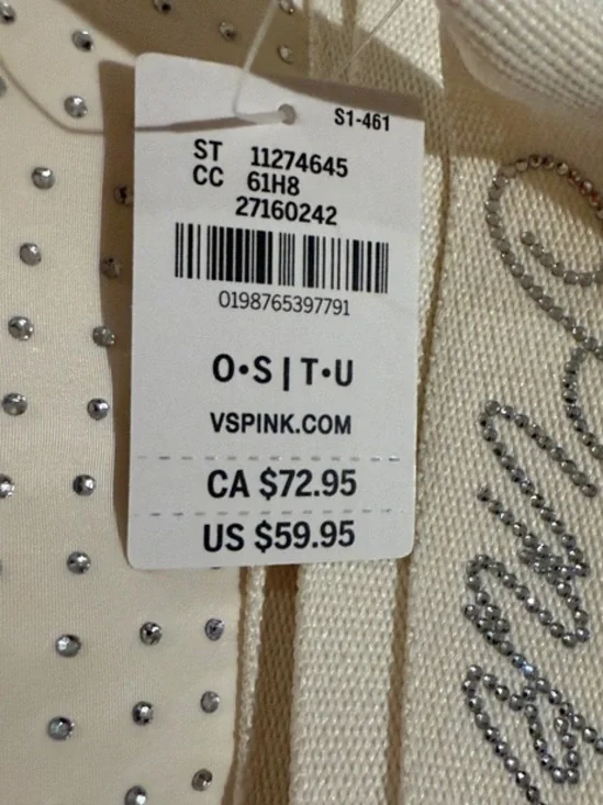 PINK Victoria's Secret Ivory Tote with Crystal Logo Straps - Picture 9 of 9